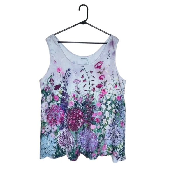 MISSLOOK Purple Floral Sleeveless Blouse - Size 3XL - Picture 1 of 6